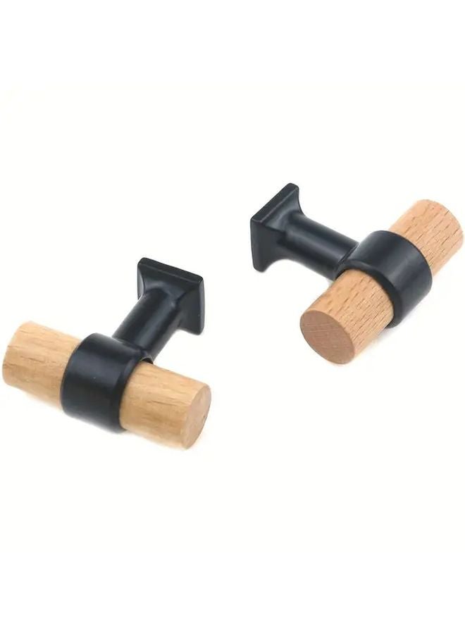 6pcs Black Zinc Alloy And Wood Cabinet Knobs Drawer Pulls With Hardware - Image 2